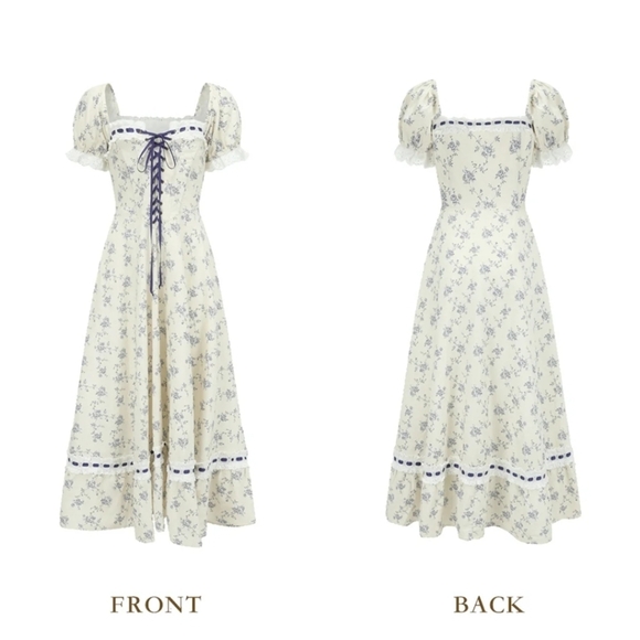 Lacemade Floral Off-Shoulder Dress with Lace-Up Detail - Picture 5 of 8